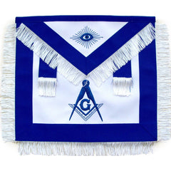 Master Mason Blue Lodge Apron - Royal Blue with White Fringe Tassels