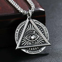 Premium Quality All-Seeing Eye Pendant Necklace with Masonic Symbolism for Men-Blue Lodge Necklaces & Pendants-Masonic Pendants-Freemason necklace