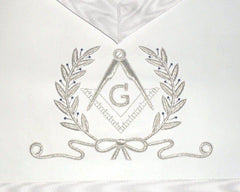 Master Mason Blue Lodge Apron - White Hand Embroidered