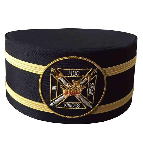 Masonic Knights Templar Black Cap with Gold Braid