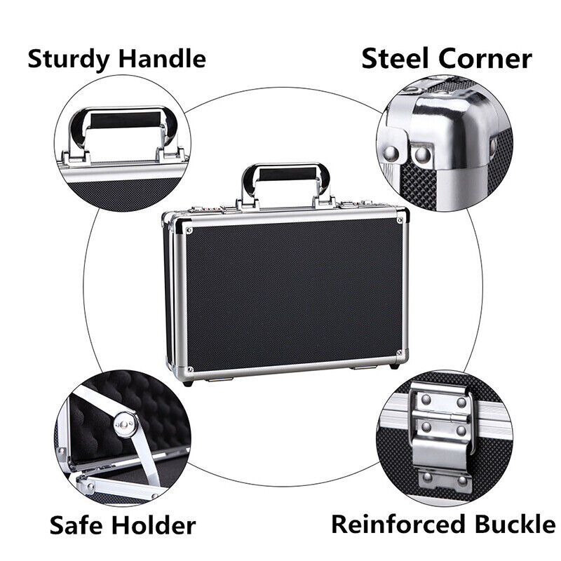 Aluminum High density Hard Case-Briefcase Toolbox Storage Box Cases Black Carrying Cases