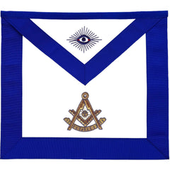 Past Master Blue Lodge Apron - Royal Blue Grosgrain Gold Embroidery