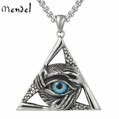 Premium Quality Blue Evil All-Seeing Eye Hip Hop Pendant Necklace for Men-Blue Lodge Necklaces & Pendants-Masonic Pendants-Freemason necklace