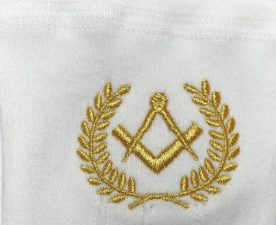 Masonic Cotton Gloves with Machine Embroidery Square Compass Gold (2 Pairs)