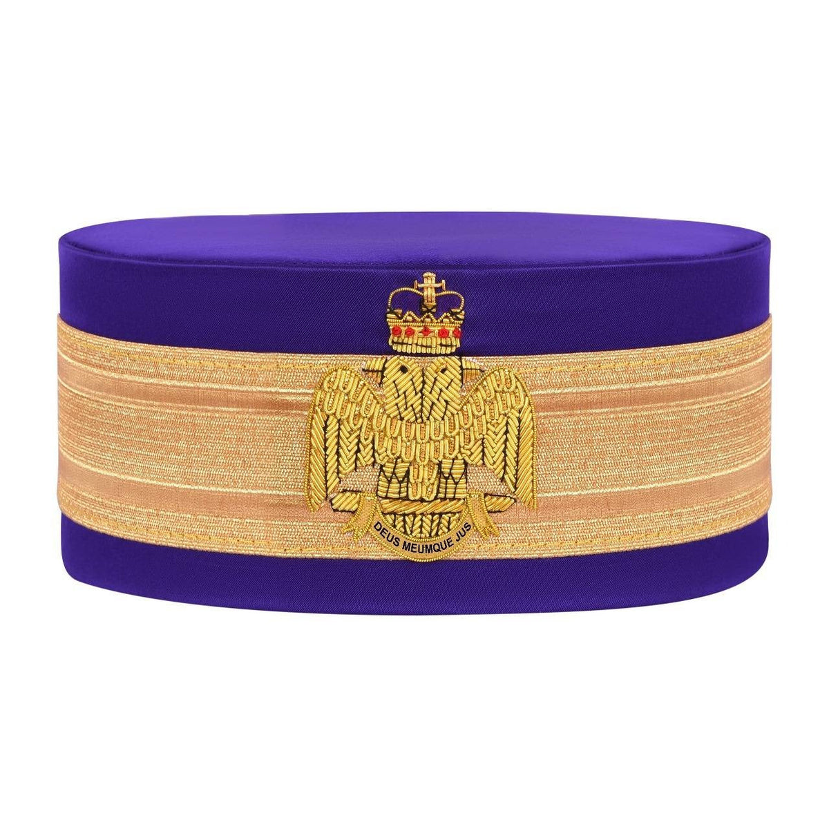 Scottish Rite Crown Cap - Wings Down Purple Silk With Gold Braid