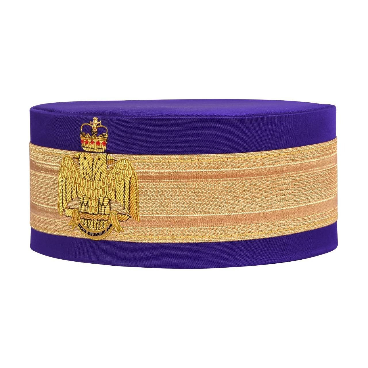 Scottish Rite Crown Cap - Wings Down Purple Silk With Gold Braid