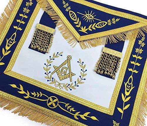 Masonic Blue Lodge Master Mason Gold Machine Embroidery Apron